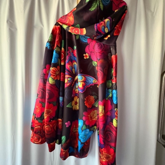 Women's Black & Floral Hoodie Long Sleeve Kangaroo Pocket Plus Size 5XL - Picture 4 of 13